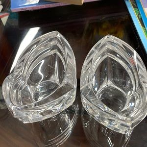 Mikasa tea light holder- heavy glass EUC-